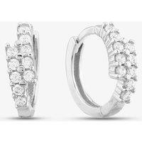 9ct White Gold Cubic Zirconia Two Row Hoop Earrings E1631W