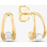 T.H.Baker Women's 9ct Two Colour Gold Open Double Row Hoop Earrings GE2409