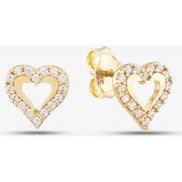 T.H.Baker Women's 9ct Yellow Gold Cubic Zirconia Open Heart Stud Earrings E1632Y