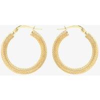 T.H.Baker Women's 9ct Yellow Gold Textured Creole Hoop Earrings 1.52.7559