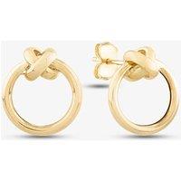 T.H.Baker Women's 9ct Yellow Gold Open Circle Criss Cross Stud Earrings ER731