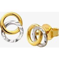 T.H.Baker Women's 9ct Two-Colour Interlinked Circles Stud Earrings E1025YW in Gold