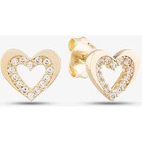 T.H.Baker Women's 9ct Yellow Gold Cubic Zirconia Open Heart Stud Earrings E1625Y