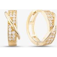T.H.Baker Women's 9ct Yellow Gold Cubic Zirconia Crossover Hoop Earrings E1627Y
