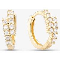 T.H.Baker Women's 9ct Yellow Gold Cubic Zirconia Two Row Hoop Earrings E1630Y