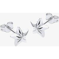 T.H.Baker Women's 9ct White Gold Diamond Cut Star Stud Earrings 5.55.1483 in Silver