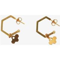 T.H.Baker Women's Rose Gold Plated Cubic Zirconia Hexagonal Tiny Bee Hoop Earrings BEH-RGP-CZ