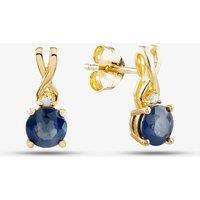 T.H.Baker Women's 9ct Yellow Gold Sapphire & Diamond Stud Earrings OJE1702-BS