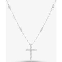 T.H.Baker Women's Silver Pav Cubic Zirconia Cross Pendant Chain 8.18.9490 | Size: 17 inches