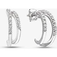 T.H.Baker Women's 9ct White Gold 0.10ct Diamond Double Row Half Hoop Earrings PE03084W in Silver