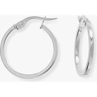 T.H.Baker Women's 9ct White Gold 18mm Square Tube Hoop Earrings ER669 in Silver