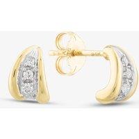 T.H.Baker Women's 9ct Yellow Gold Brilliant Cut Diamond Curved Studs Earrings E1240/10-10