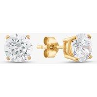 T.H.Baker Women's 9ct Yellow Gold 6mm Four Claw Set Cubic Zirconia Stud Earrings SE606