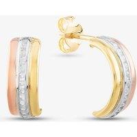 T.H.Baker Women's 9ct Three Colour Gold Half-Hoop Earrings 3.58.7519