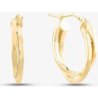 T.H.Baker Women's 9ct Yellow Gold Crossover Double Hoop Earrings ER386