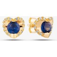 T.H.Baker Women's 9ct Yellow Gold 0.08ct Diamond & Sapphire Heart Stud Earrings PE20239
