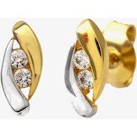 T.H.Baker Women's 9ct Two-Colour Cubic Zirconia Stud Earrings E1023YW in Gold