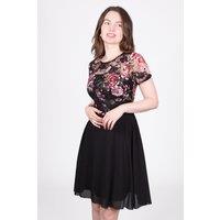 SOLO Women's Floral Lace Bodice Dress in Black | Size: 10