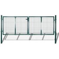 Berkfield Home Garden Mesh Gate Fence Door Wall Grille 289 x 75 cm / 306 x 125 cm in Green