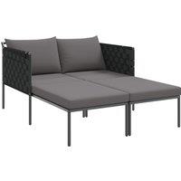 Sunbed with Cushions 2-Person Anthracite 115x153x69,5 cm Steel