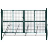 Berkfield Home Double Door Fence Gate Powder-Coated Steel in Green