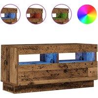 Berkfield Home TV Cabinet with LED Lights Old Wood 80x35x40 cm Engineered Wood | Size: 80 x 35 x 40 cm