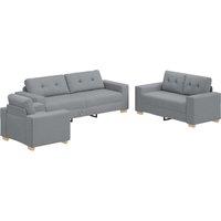 3 Piece Sofa Set with Cushions Light Grey Fabric