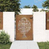 Berkfield Home Garden Gate 85x150 cm Corten Steel Tree Design in Brown