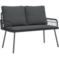 Garden Bench Black 114x64x78 cm Poly Rattan