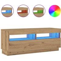 TV Cabinet with LED Lights Artisian Oak 100x35x40 cm Engineered Wood