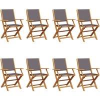 Folding Garden Chairs 8 pcs Anthracite Fabric and Solid Wood