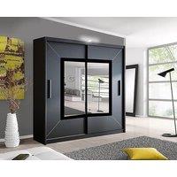 RAC3 Bedroom Sliding Wardrobe with LED | Modern Mirror Wardrobe-180cm in Black
