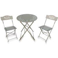 Metal Bistro Set, Floral Folding Patio Furniture Table and Chairs Set of 2