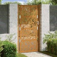 Berkfield Home Garden Gate 105x205 cm Weathering Steel Leaf Design in Brown