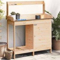 Berkfield Home Potting Table with Cabinet 110.5x45x124.5 cm Solid Wood Fir in Brown