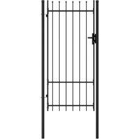 Fence Gate Single Door with Spike Top Steel 1x2 m Black