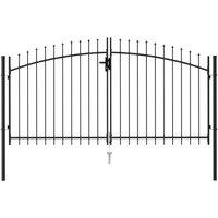Berkfield Home Fence Gate Double Door with Spike Top Steel 3x1.5 m Black