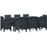 Berkfield Home 9 Piece Garden Dining Set with Cushions Anthracite Poly Rattan