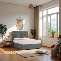 Knight Sleep Emily Plush Bed Set With Mattress, 2 Drawers Same Side & 24Headboard in Grey | Size: Single