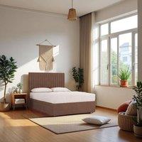 Knight Sleep Emily Plush Bed Set With Mattress, 2 Drawers Same Side & 24Headboard in Chocolate | Size: Single