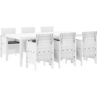 Berkfield Home 7 Piece Garden Dining Set with Cushions White Poly Rattan