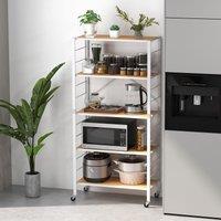 Costway 5-Tier Foldable Shelving Unit Storage Rack Metal Shelves with Detachable Wheels in Natural
