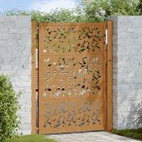 Berkfield Home Garden Gate 105x130 cm Weathering Steel Leaf Design in Brown