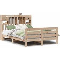 Bookcase Bed without Mattress 140x200 cm Solid Wood Pine