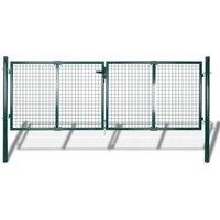Fence Gate Steel 306x150 cm Green