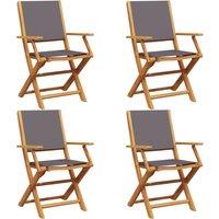 Berkfield Home Folding Garden Chairs 4 pcs Anthracite Fabric & Solid Wood