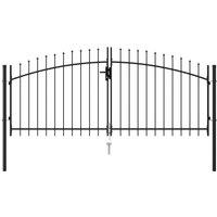 Berkfield Home Fence Gate Double Door with Spike Top Steel 3x1.25 m Black