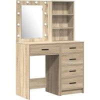 2 Piece Dressing Table Set with LED Sonoma Oak Engineered Wood