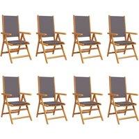 Reclining Garden Chairs 8 pcs Anthracite Fabric and Solid Wood