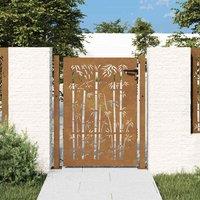 Berkfield Home Garden Gate 105x155 cm Corten Steel Bamboo Design in Brown